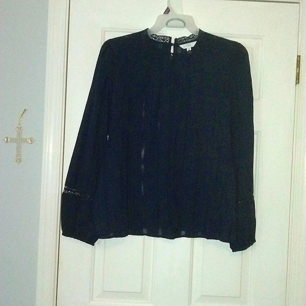 New navy blue women's vintage ethstetic blouse with ruffles xxl